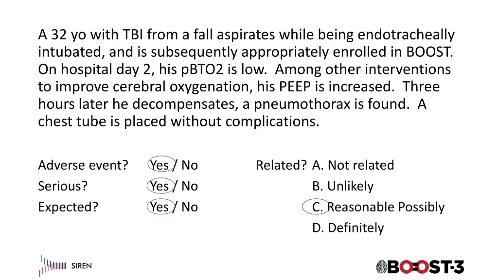 a 32 yo with tbi from a fall aspirates while 1