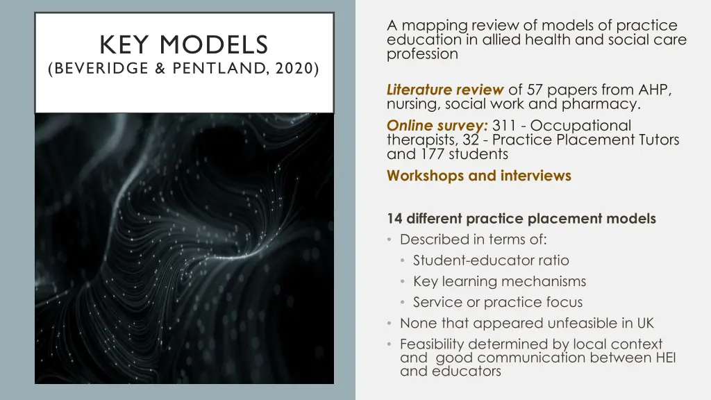 a mapping review of models of practice education