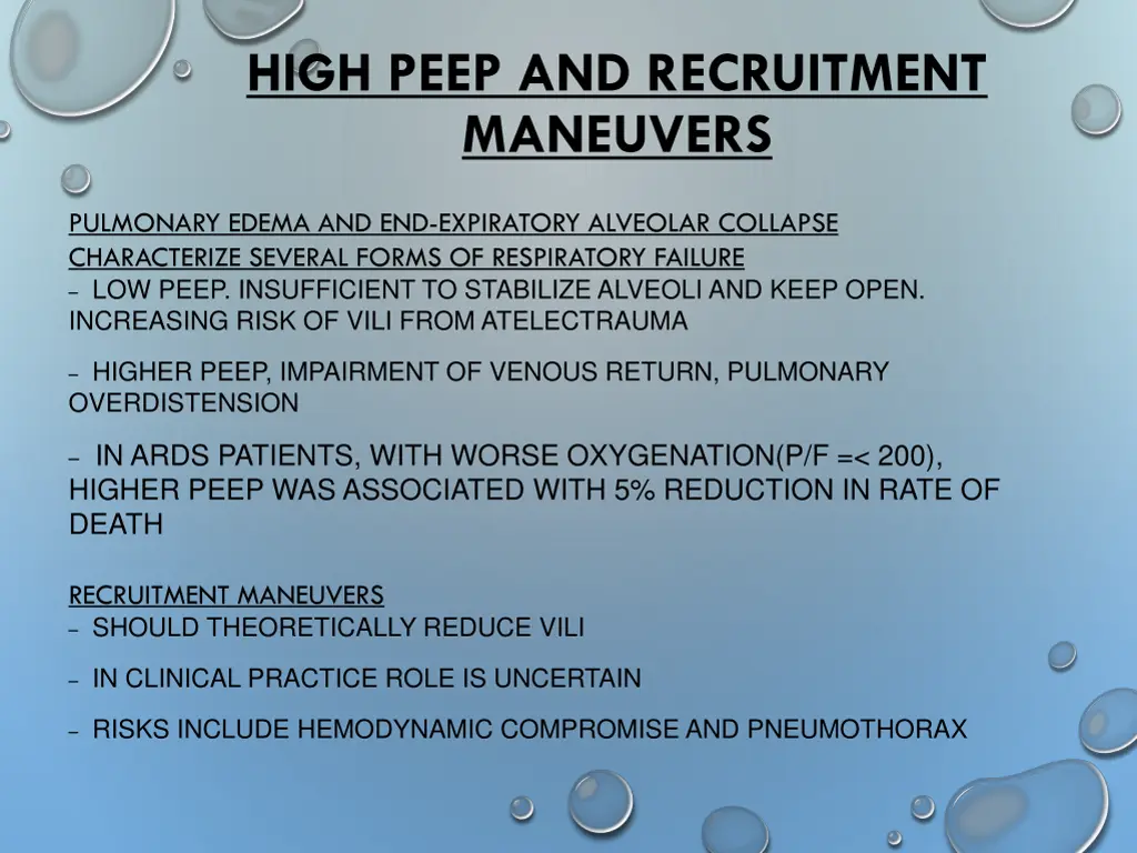 high peep and recruitment maneuvers