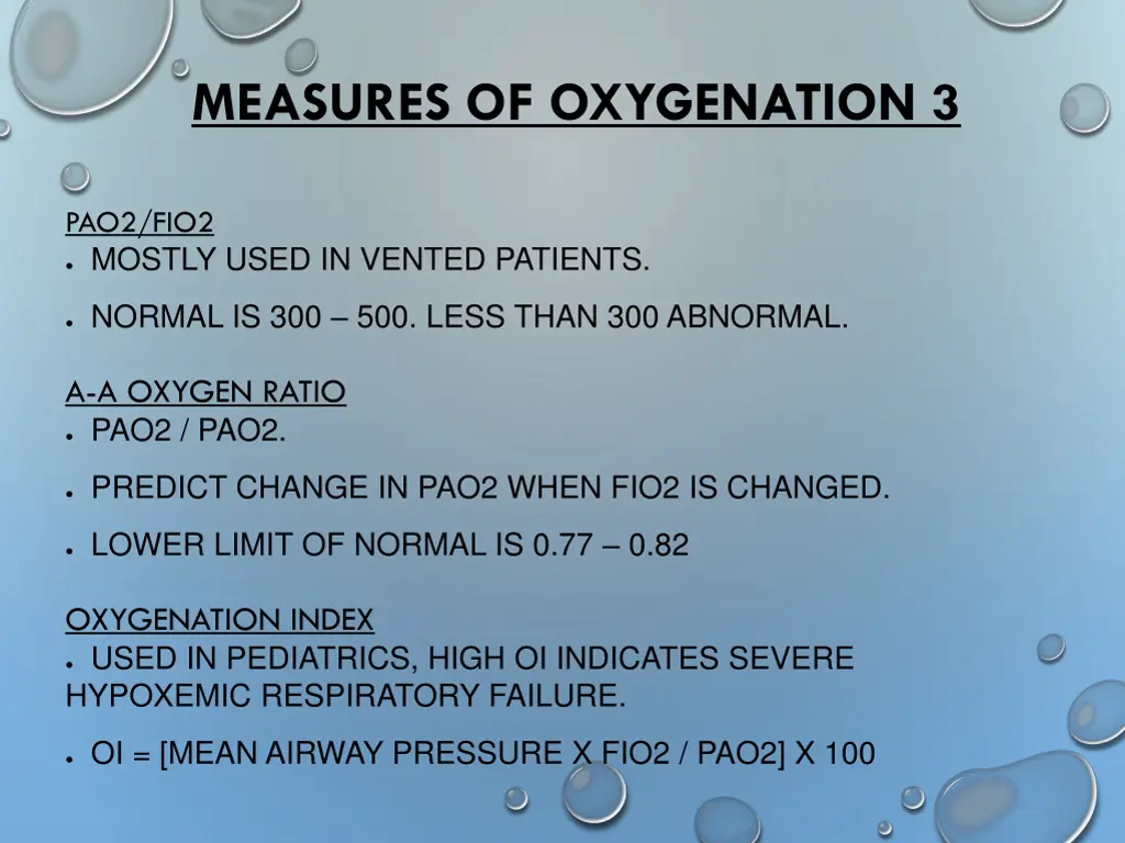 measures of oxygenation 3