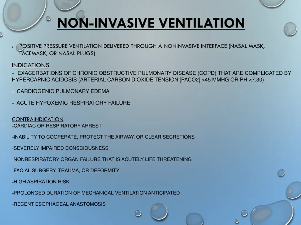 non invasive ventilation