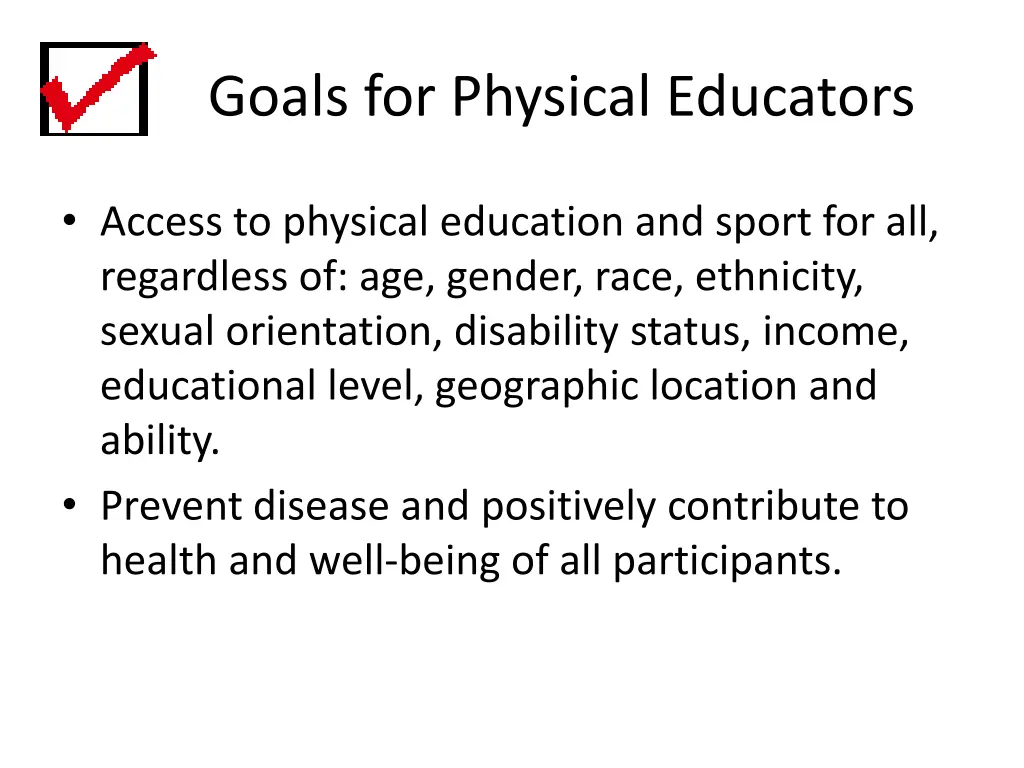 goals for physical educators