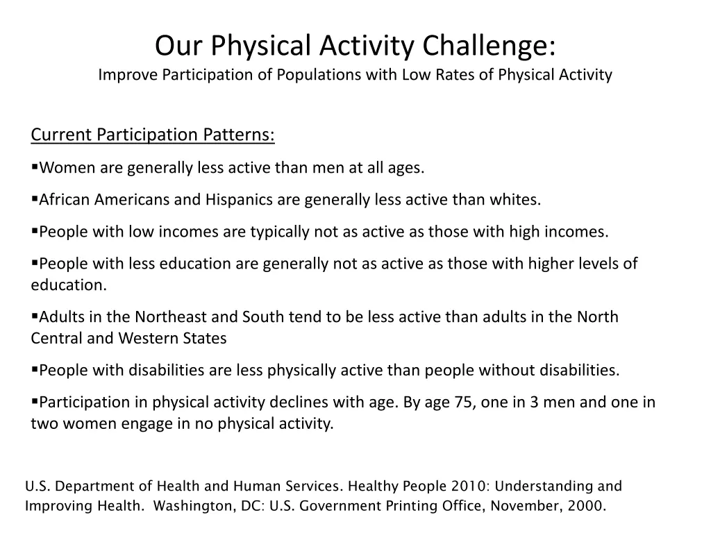 our physical activity challenge improve