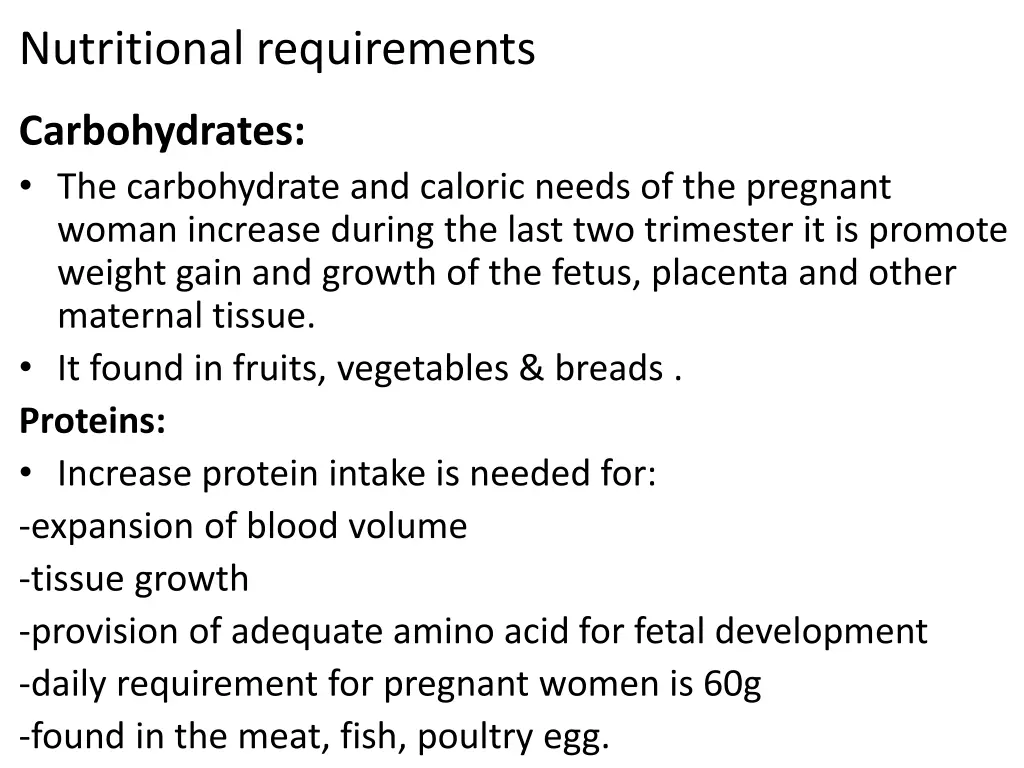 nutritional requirements