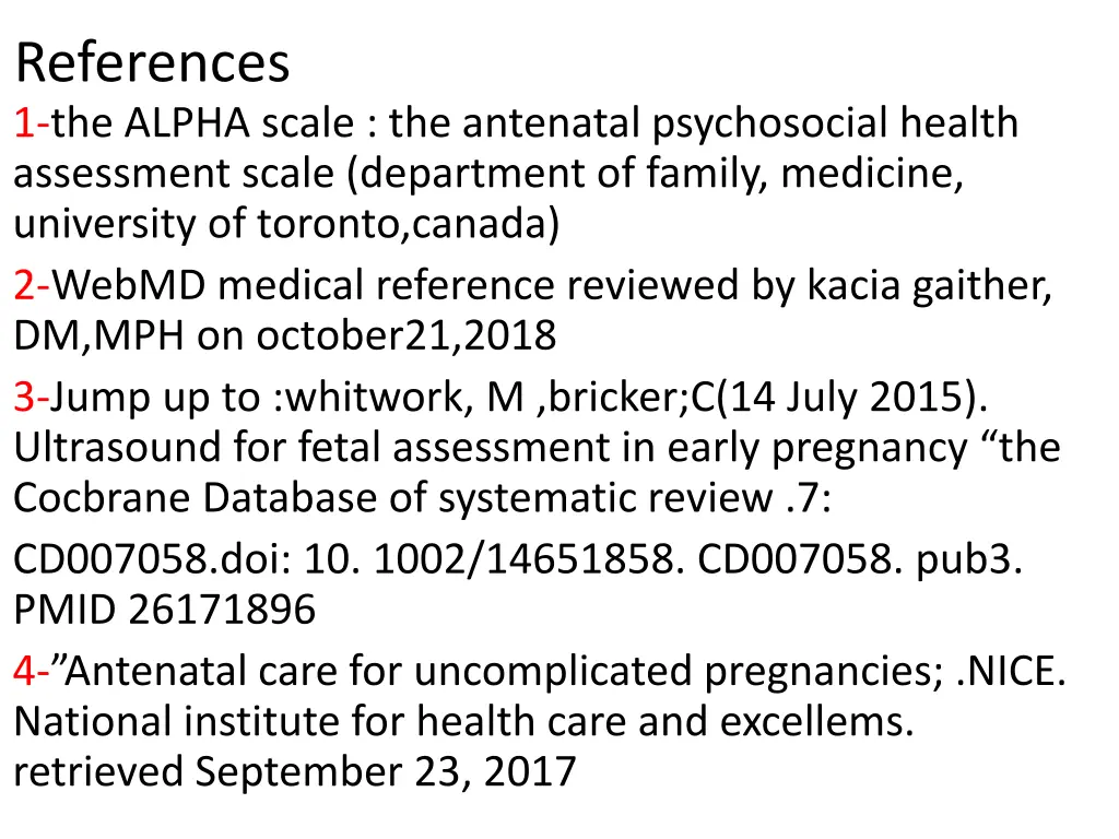 references 1 the alpha scale the antenatal