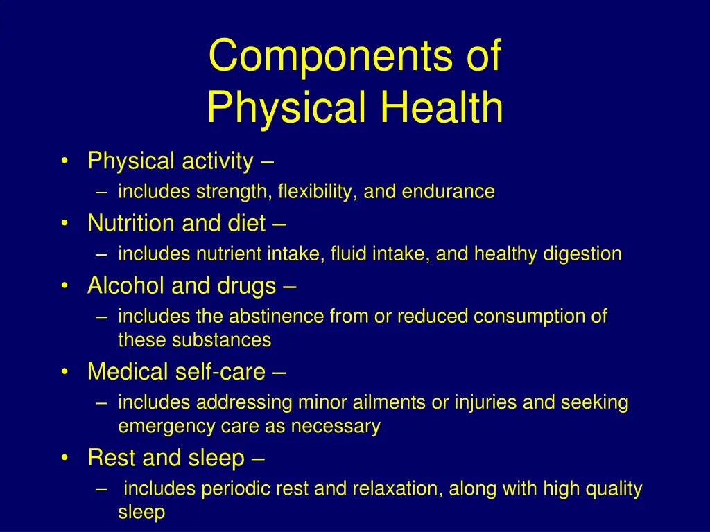 components of physical health 1