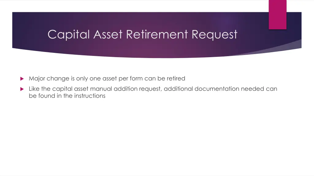 capital asset retirement request