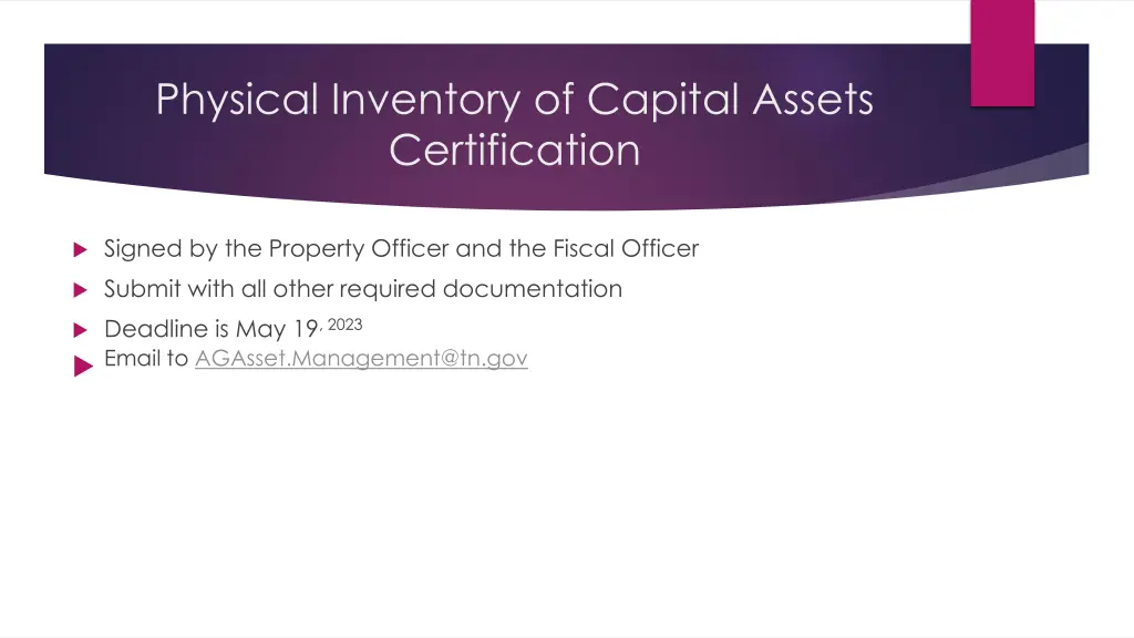 physical inventory of capital assets certification