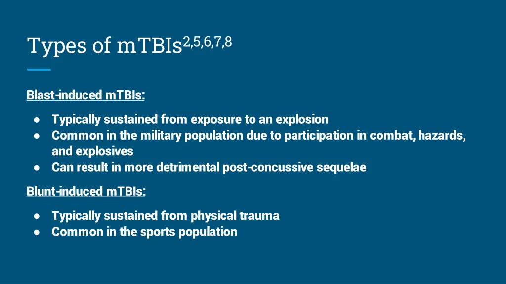 types of mtbis 2 5 6 7 8