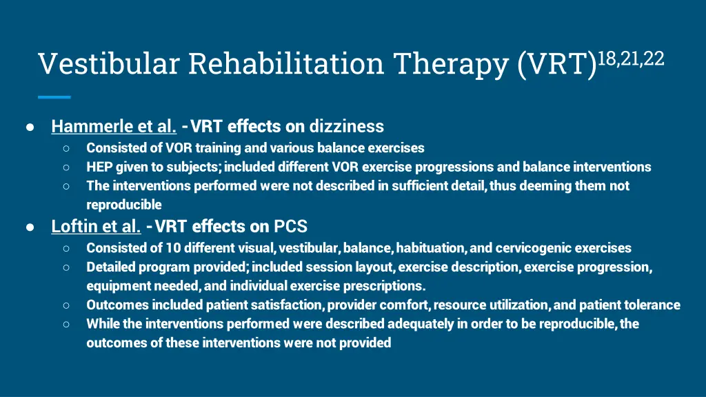 vestibular rehabilitation therapy vrt 18 21 22