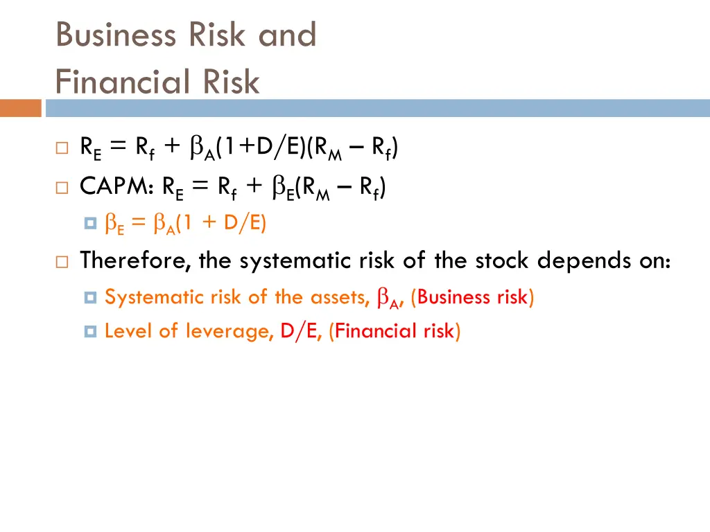 business risk and financial risk 1