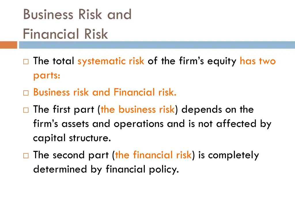 business risk and financial risk 2