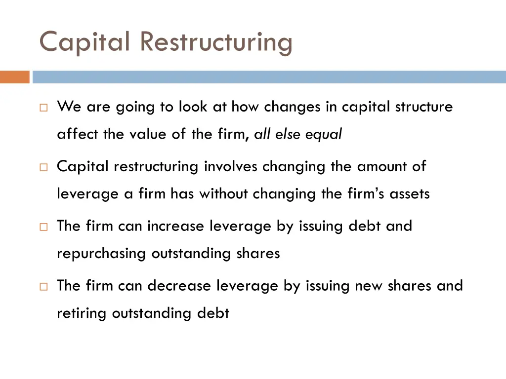 capital restructuring 1