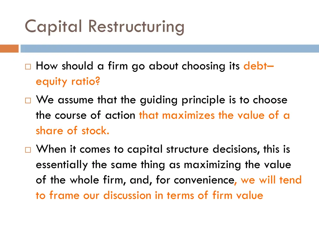 capital restructuring 2