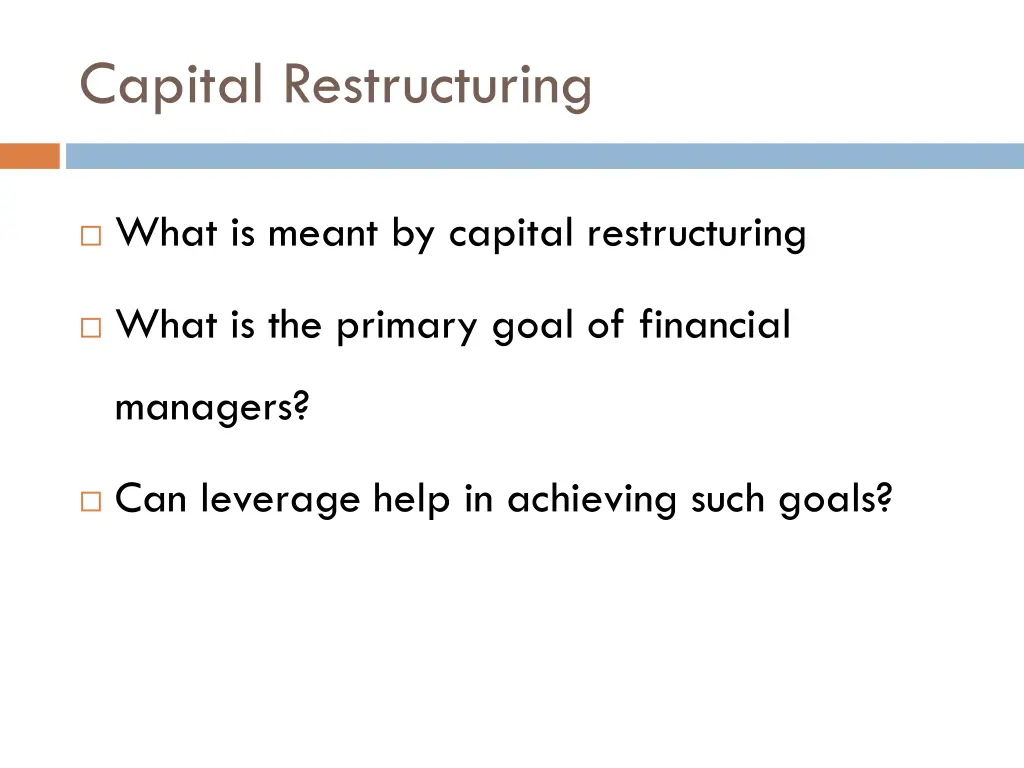 capital restructuring