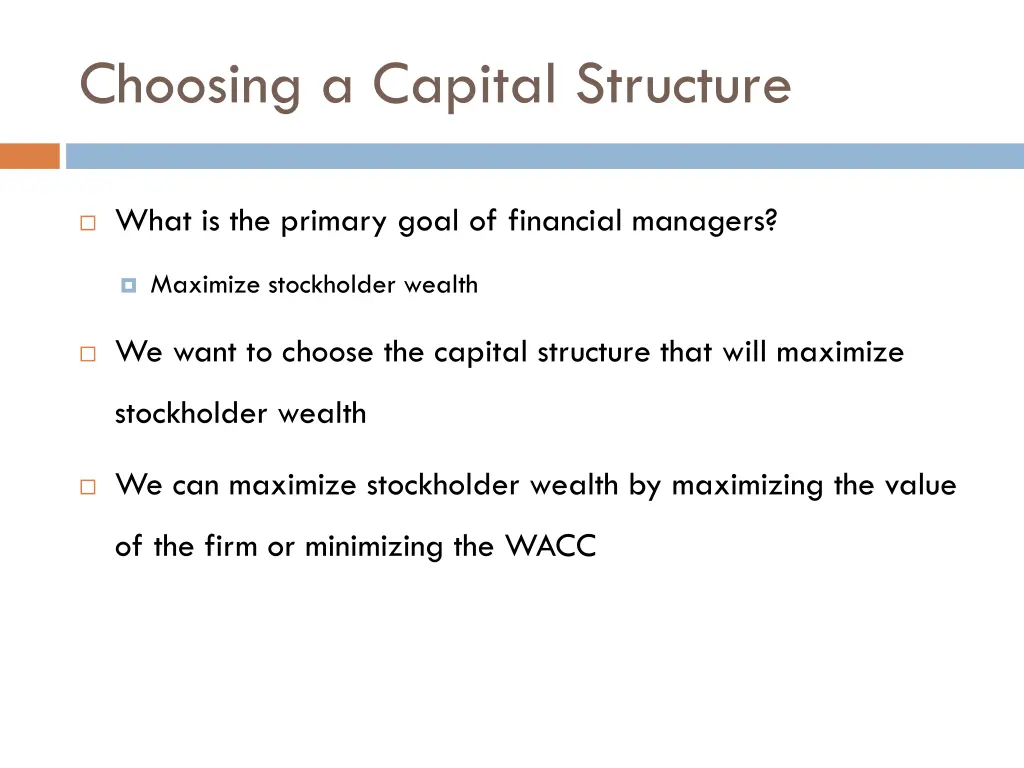 choosing a capital structure