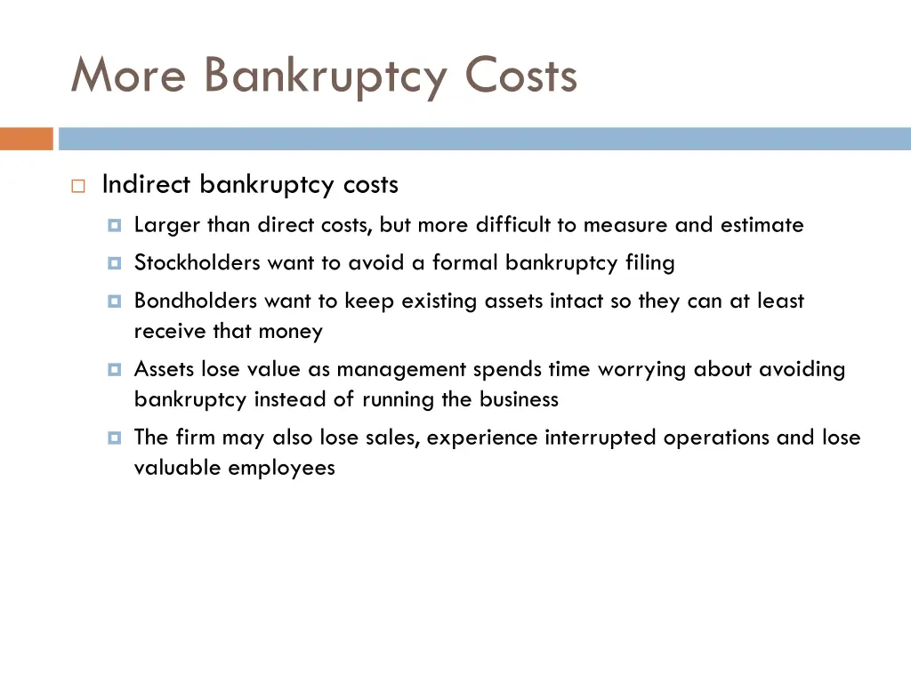 more bankruptcy costs