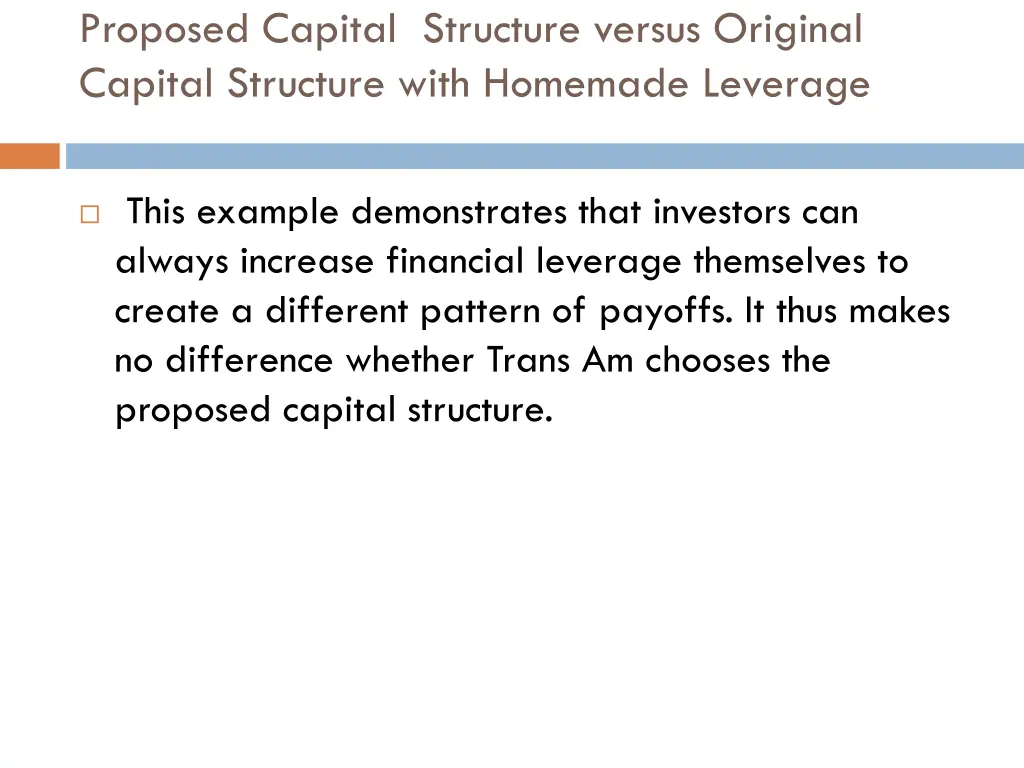 proposed capital structure versus original 1