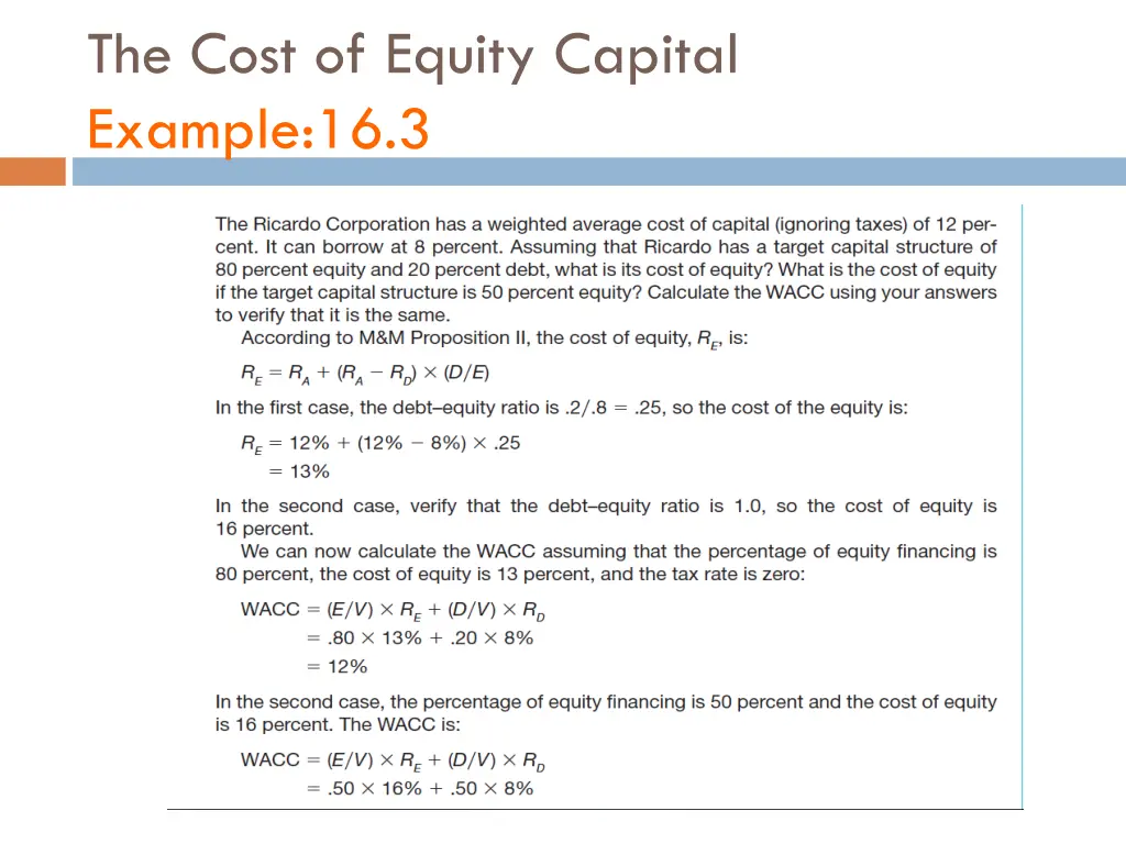 the cost of equity capital example 16 3