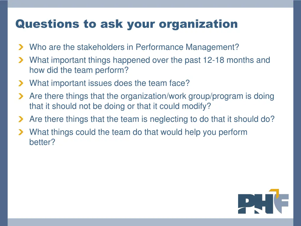 questions to ask your organization