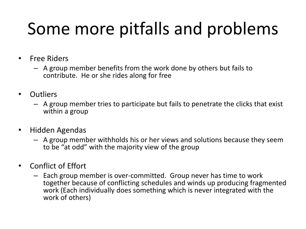 some more pitfalls and problems