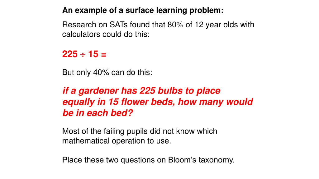 an example of a surface learning problem