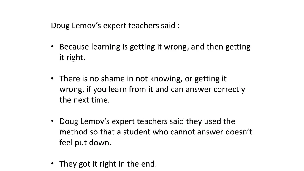 doug lemov s expert teachers said