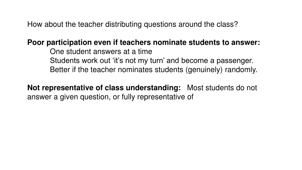 how about the teacher distributing questions 1