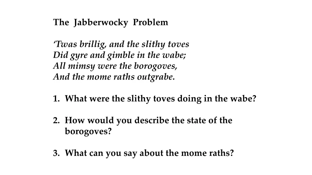 the jabberwocky problem 1