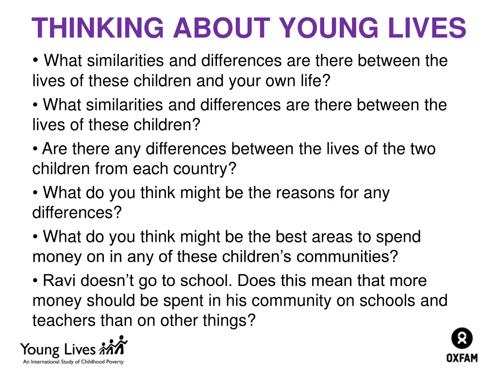 thinking about young lives what similarities