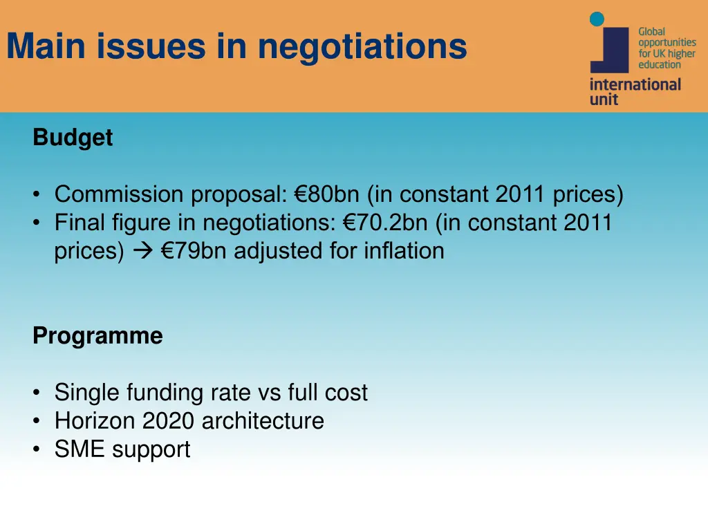 main issues in negotiations