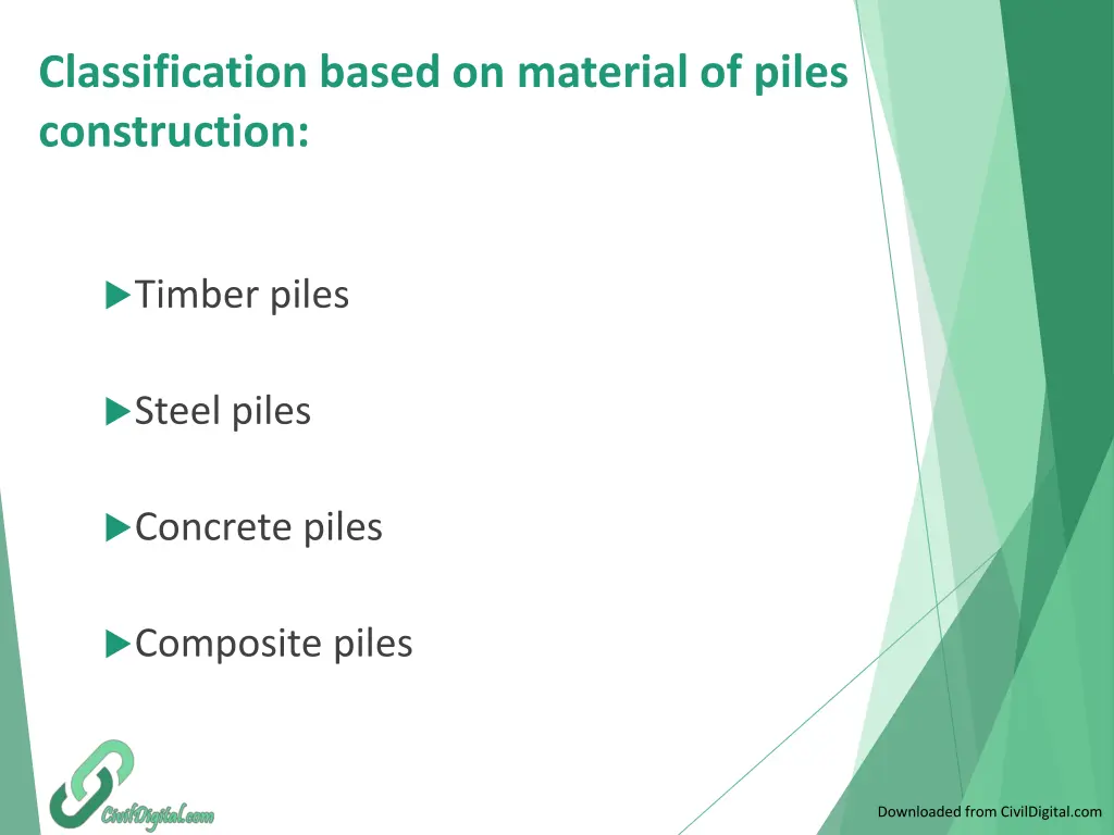 classification based on material of piles