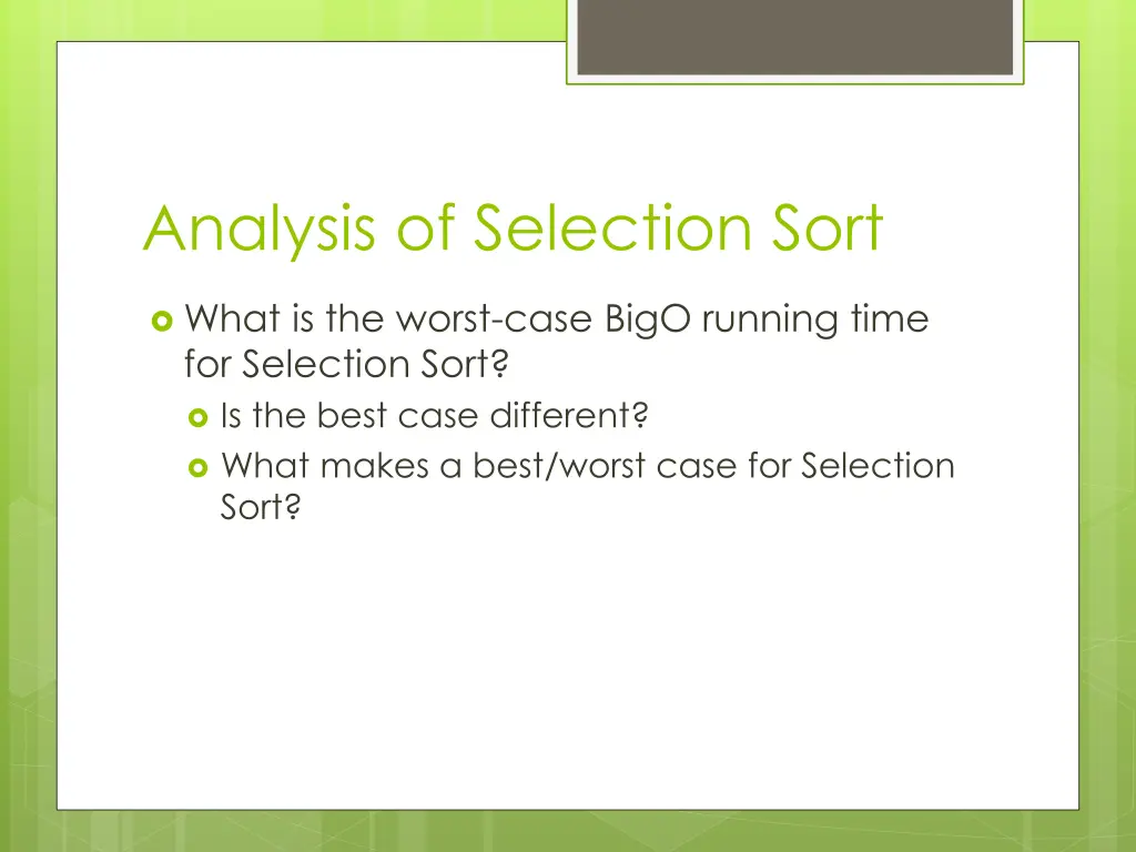 analysis of selection sort