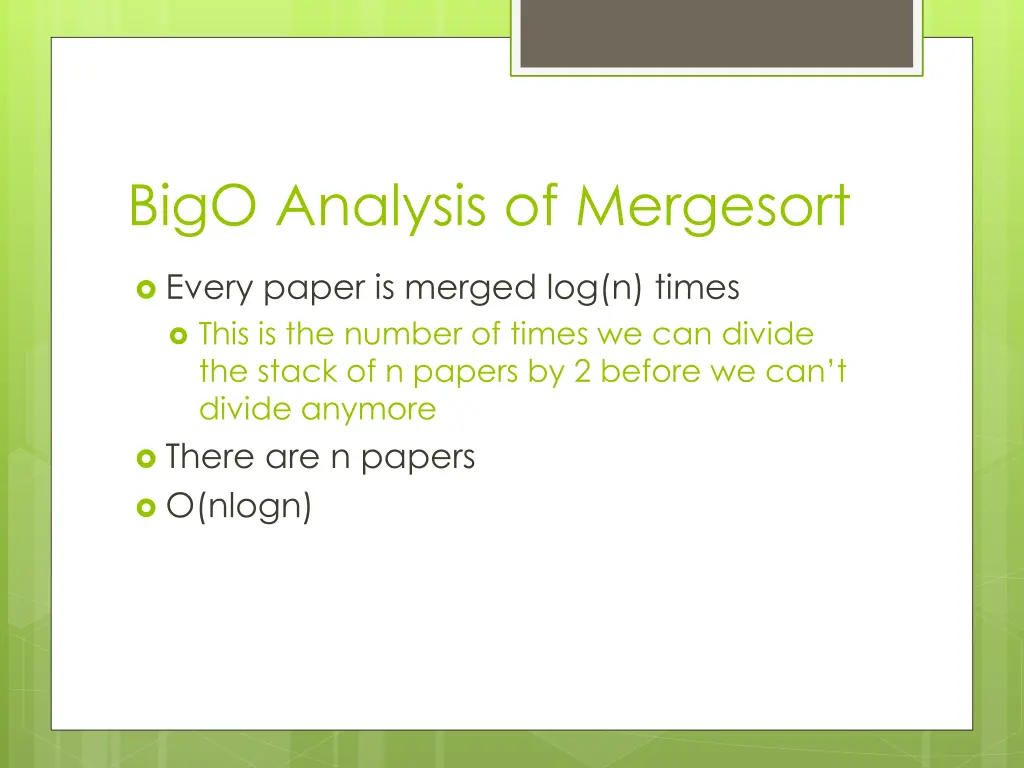 bigo analysis of mergesort