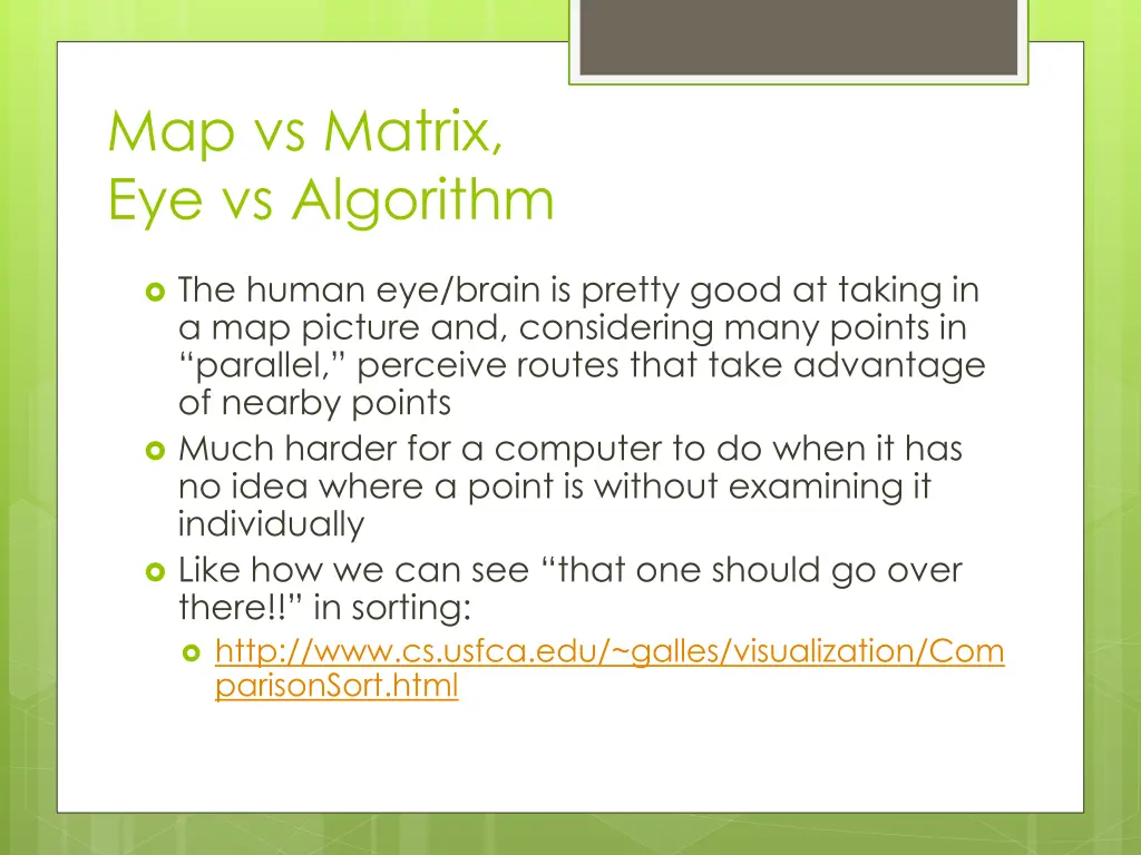 map vs matrix eye vs algorithm 1