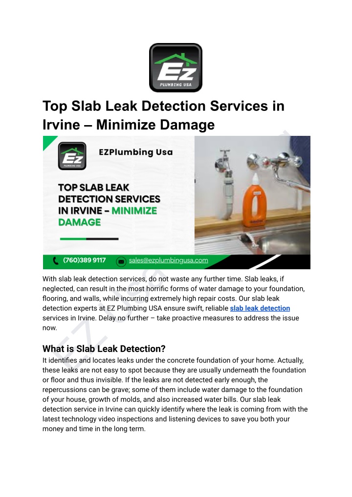 top slab leak detection services in irvine