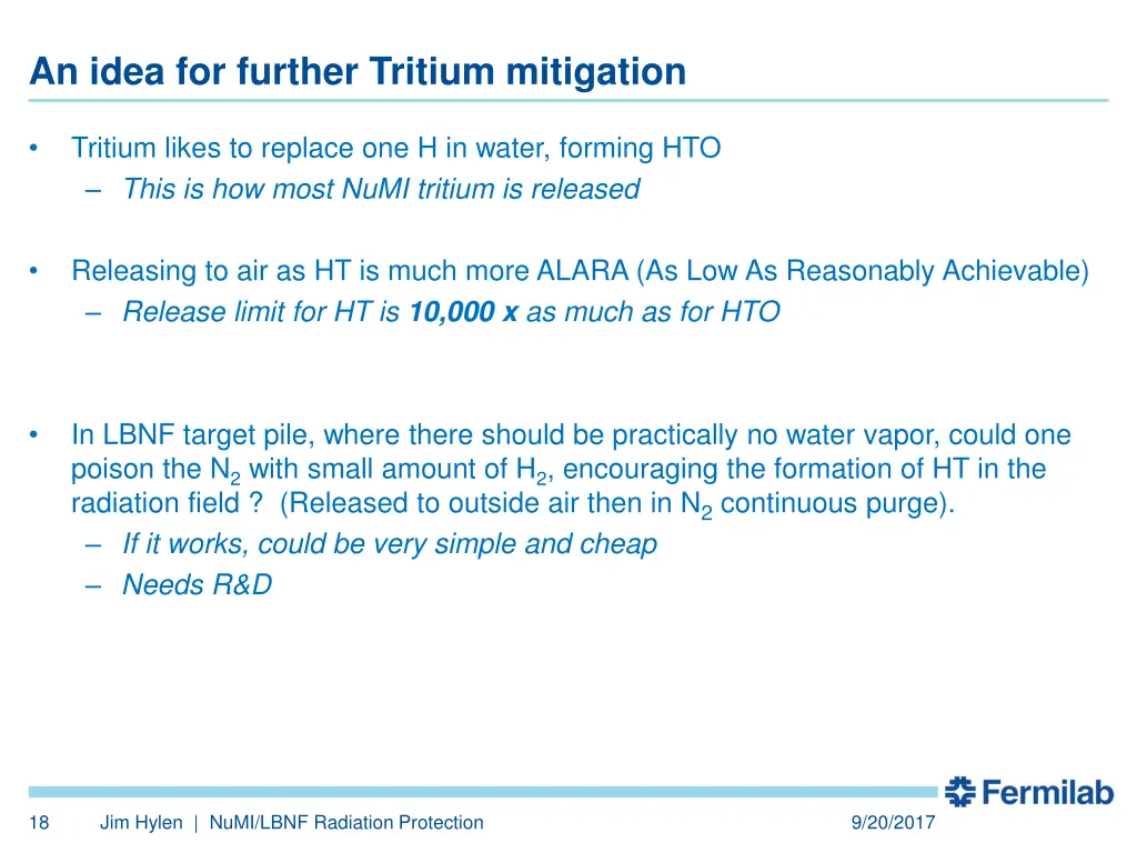 an idea for further tritium mitigation