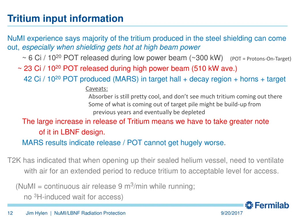 tritium input information