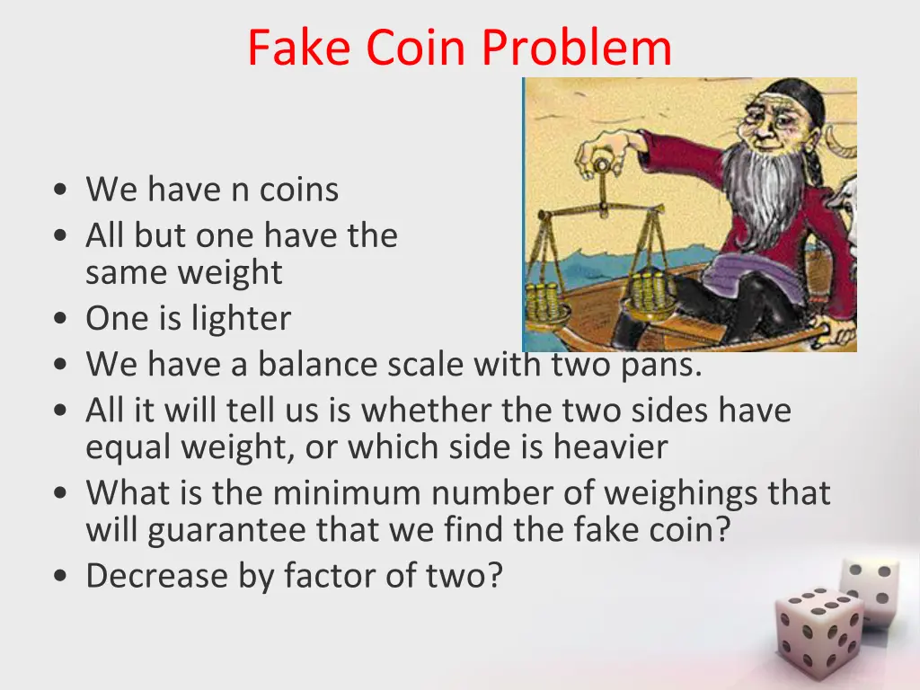 fake coin problem