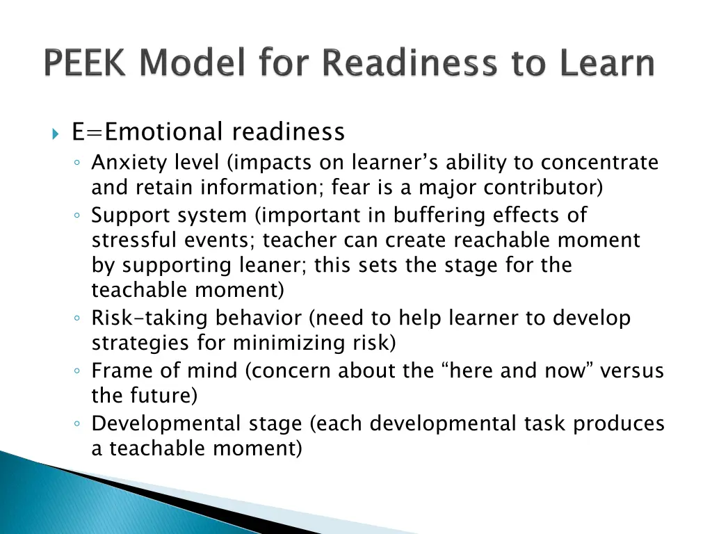 e emotional readiness anxiety level impacts