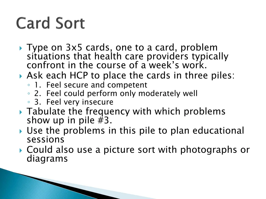 type on 3x5 cards one to a card problem