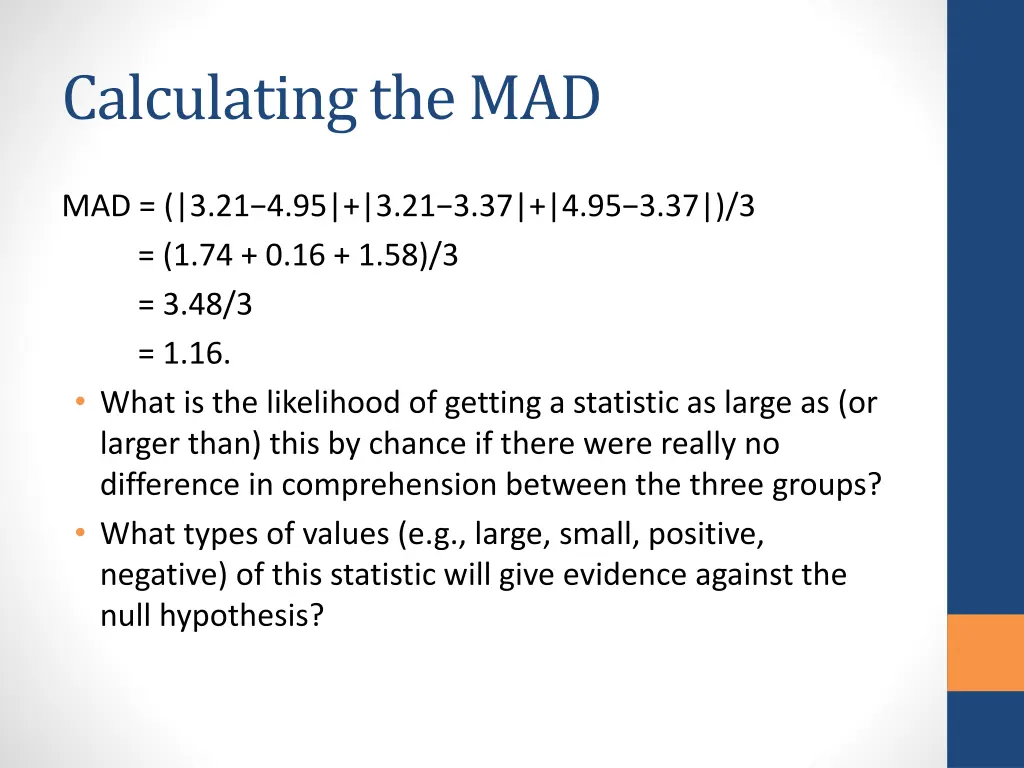 calculating the mad