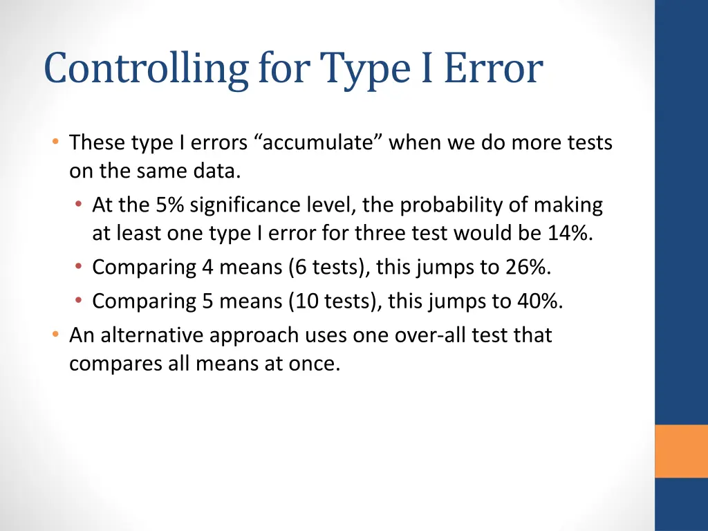 controlling for type i error 1