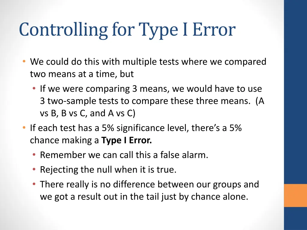 controlling for type i error