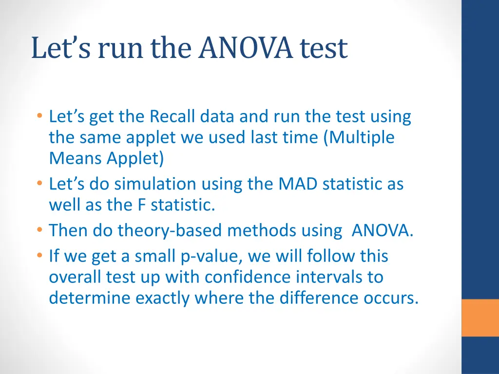 let s run the anova test