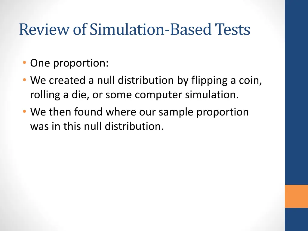 review of simulation based tests