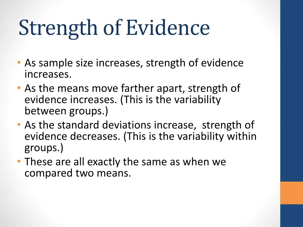 strength of evidence