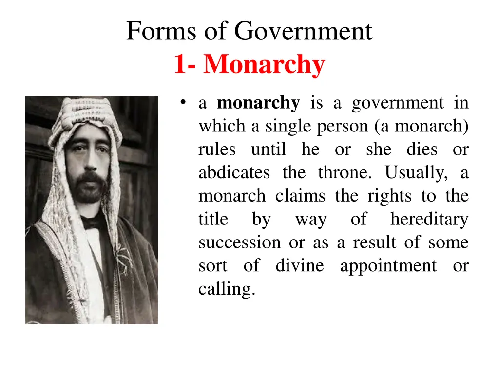 forms of government 1 monarchy