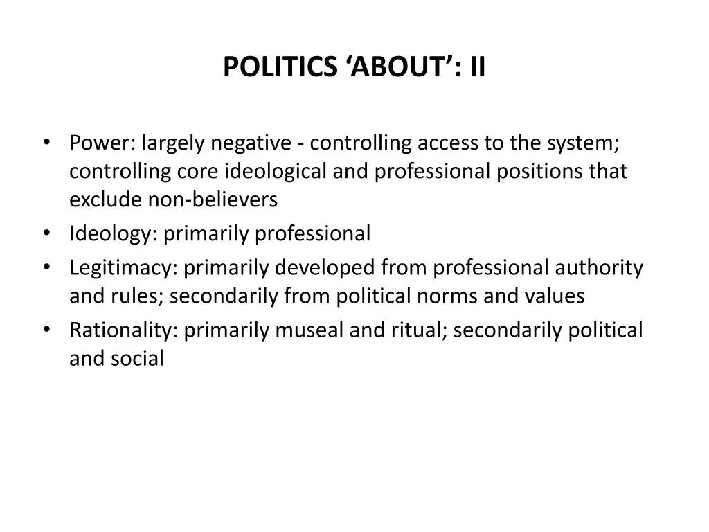 politics about ii