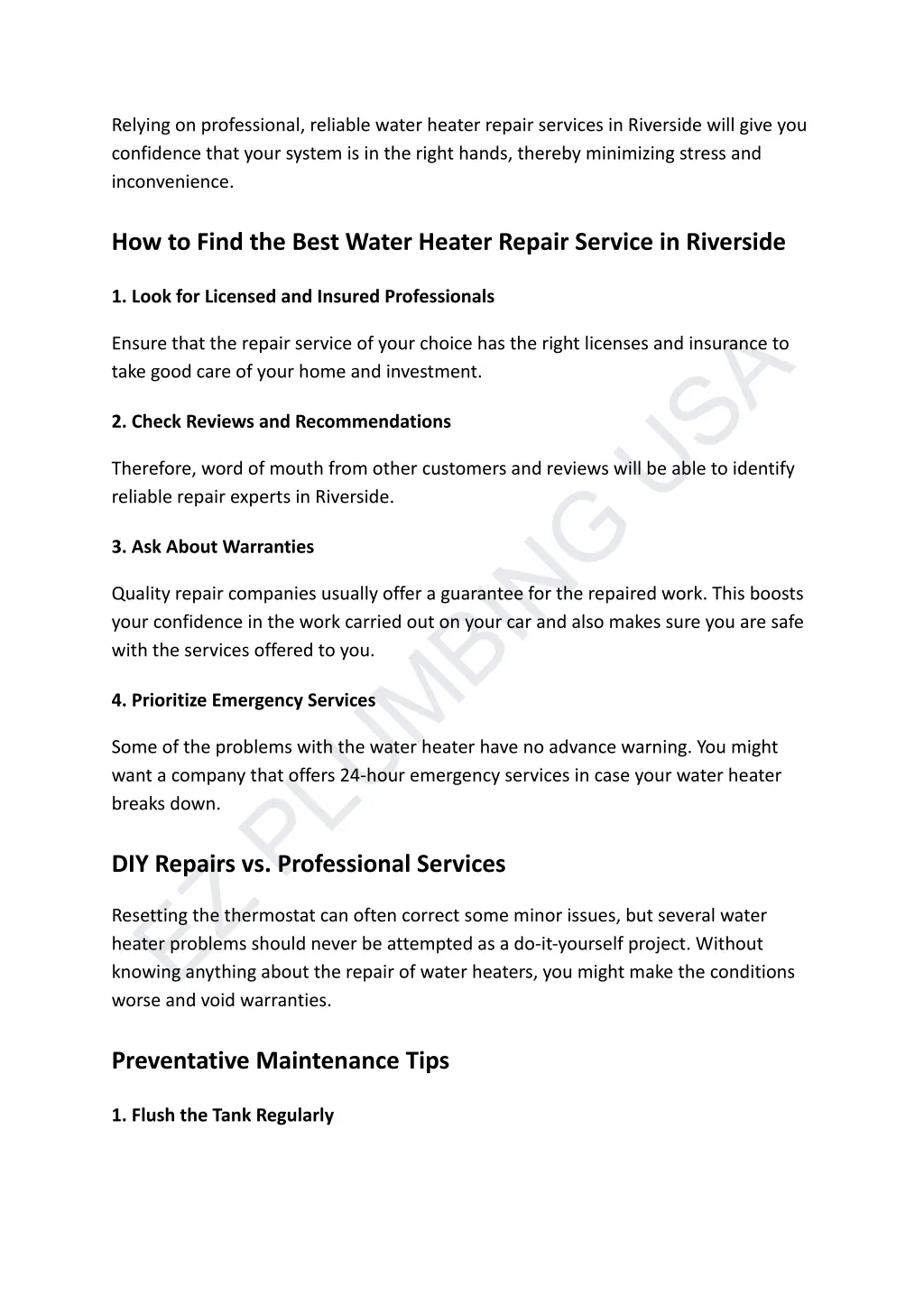 relying on professional reliable water heater